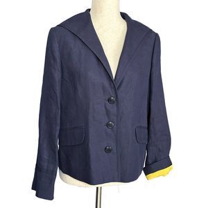 J Crew Navy Blue Linen Sailor Blazer| Size 8